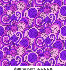 Seamless pattern with curly wave spiral elements for textile design and accessories. 