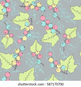 Seamless pattern with currant berries.