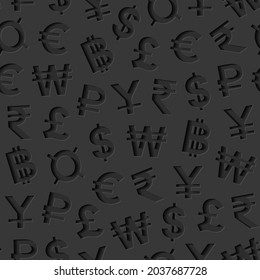 Nahtloses Muster mit Währungssymbolen. Vektorgrafik.
