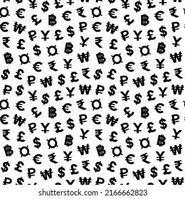 Seamless Pattern With Currency Symbols. Vector Illustration.