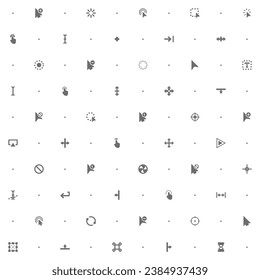 Seamless pattern with cursors and selection icon on white background. Included the icons as pointer, click, mouse, arrows, icon, clock, interface, wireframe, computer And Other Elements