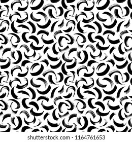 Seamless pattern with curved brush strokes. Vector textured hand drawn pattern. Abstract background with brush strokes. Geometric pattern for wrapping paper. 