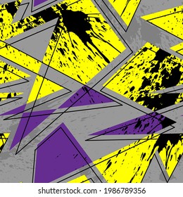 Seamless pattern with curved geometry elements and grunge spots