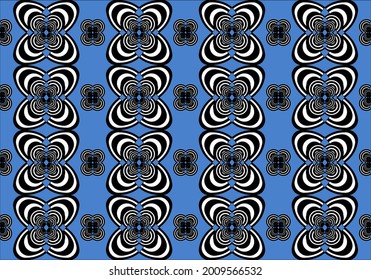 Seamless pattern with curved line shape on blue background.