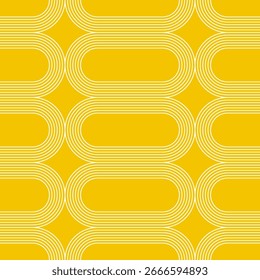 Patrón sin fisuras de líneas curvas en estilo Bauhaus sobre fondo amarillo