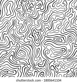 Seamless pattern with curved lines, a maze. Monochrome abstract design for fabric, Wallpaper, and cards. Black and white hand-drawn wallpaper. Vector illustration.