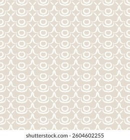 seamless pattern with curved lines, stylized ornamental elements. Creamy beige subtle background with ornaments for textile, linen, scarf, silk.