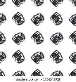 Seamless pattern of curved metal can for retro craft beer design. Octoberfest bavarian vector element