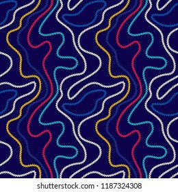 Seamless pattern with curved ropes. Pattern for fabrics and packaging.