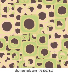 Seamless pattern. Curves of leaky squares. Funny camouflage.