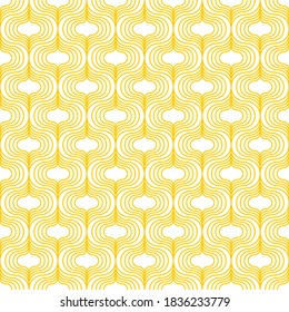 Seamless pattern of curves lines. Geometric orange background.