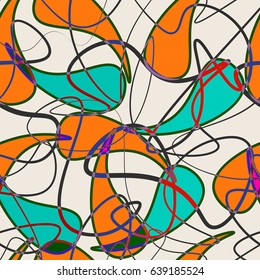 Seamless pattern with curves and multicolored mosaic