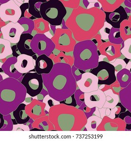 Seamless pattern. Curves multicolored rings. Fashionable camouflage.