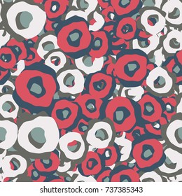 Seamless pattern. Curves multicolored rings. Funny camouflage.