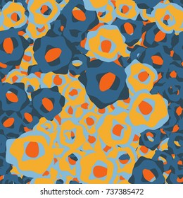 Seamless pattern. Curves multicolored rings. Funny camouflage.