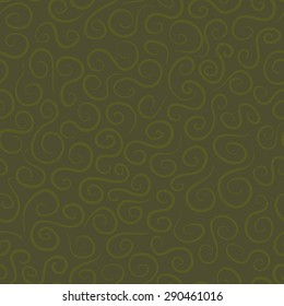 Seamless pattern with curves in shades of green. Vector illustration