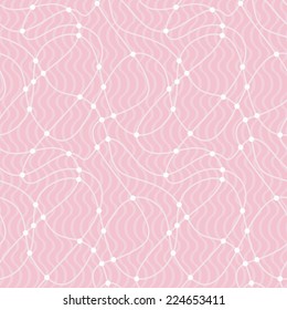 Seamless pattern with curves and waves. Tint of pinkish red color