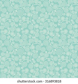 Seamless pattern with curvy spiral flourishes. Vector seamless background.  Linear pattern.