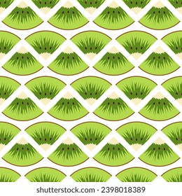 Patrón sin foco con kiwi cortado. Fondo de color vectorial.