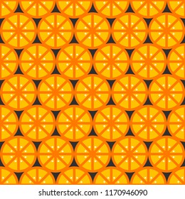 Seamless pattern of cut oranges, summer background with fruit, vector print with oranges