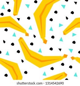 Seamless pattern with cut out bananas. Vector illustration. 