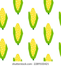 Seamless pattern with cut out corn in modern style. Background with stylized veggies.