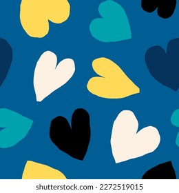 Seamless pattern with cut out hearts. Vector romantic texture. Background with cute hearts, perfect for packaging design, prints and bold fabric 