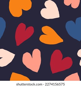 Seamless pattern with cut out hearts. Vector romantic texture. Background with cute hearts, perfect for packaging design, prints and bold fabric 