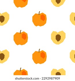Seamless pattern with cut out peaches in modern style. Organic harvest background.
