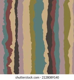 Seamless pattern with cut out or torn paper vertical lines. autumn color stripes. Striped shred edge background. Vector design for wallpaper, art and textile print, wrapping paper.