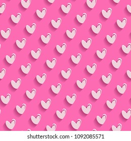 seamless pattern with cut paper hearts