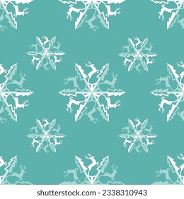 Patrón sin foco. Cortar el copo de nieve "ciervo forestal". Vacaciones escarpadas. Vector