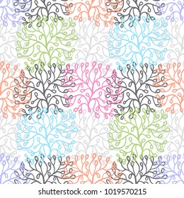 Seamless pattern with cute abstract decorative branches