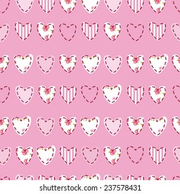 Seamless pattern with cute abstract hearts