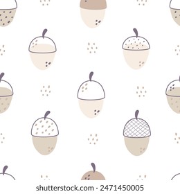 Seamless pattern cute acorn on a white background. For fabric, textile, wallpaper, wrapping, apparel design