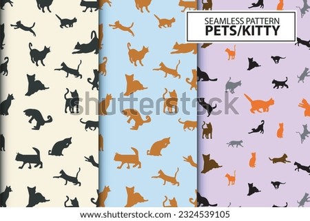Seamless pattern of cute adorable kitten cat isolated in soft pastel color suitable for paper or background, wall and home decoration