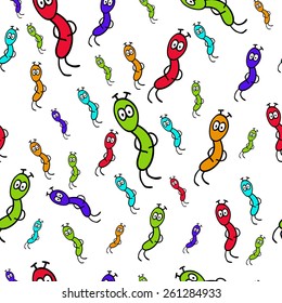 seamless pattern with cute aliens. Cute kids doodle sketch.