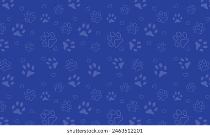 Seamless pattern cute animal footprint. Paw print pastel background. 