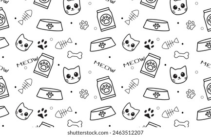 Seamless pattern cute animal footprint. Paw print pastel background. 