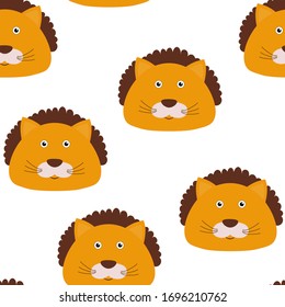 Patrón sin inconvenientes de luz animal con vectores de cara de animal Ilustración