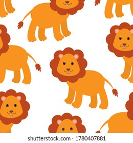 Seamless pattern cute animal lions vector illustration
