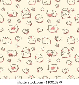 seamless pattern with cute animals