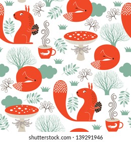 seamless pattern with cute animals