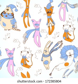 seamless pattern with cute animals
