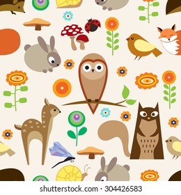 Seamless pattern with cute animals