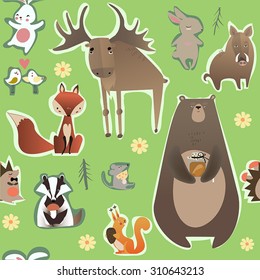 seamless pattern with cute animals