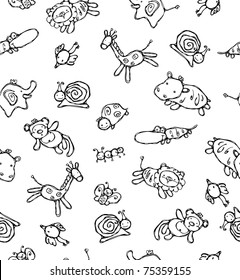 Seamless pattern of cute animals.