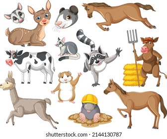 Seamless pattern with cute animals illustration