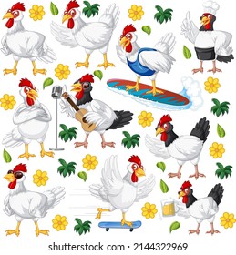 Seamless pattern with cute animals illustration