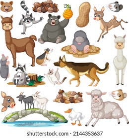 Seamless pattern with cute animals illustration